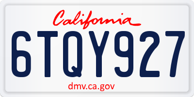 CA license plate 6TQY927