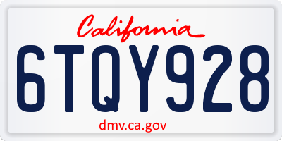 CA license plate 6TQY928