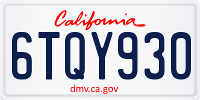 CA license plate 6TQY930