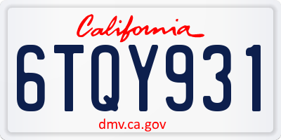 CA license plate 6TQY931