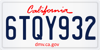 CA license plate 6TQY932