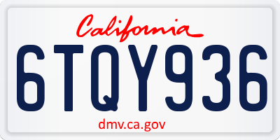 CA license plate 6TQY936