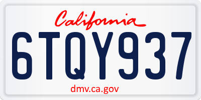 CA license plate 6TQY937