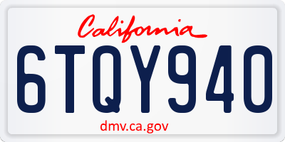 CA license plate 6TQY940
