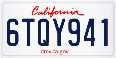 CA license plate 6TQY941