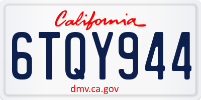 CA license plate 6TQY944
