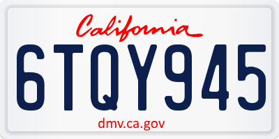 CA license plate 6TQY945