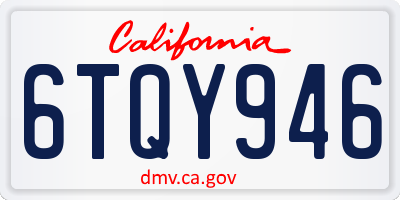 CA license plate 6TQY946