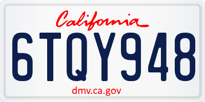 CA license plate 6TQY948