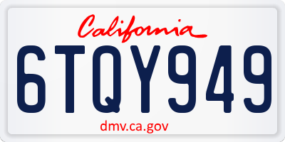 CA license plate 6TQY949