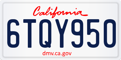 CA license plate 6TQY950