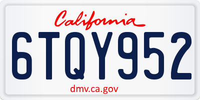 CA license plate 6TQY952