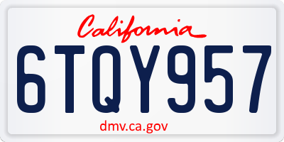 CA license plate 6TQY957