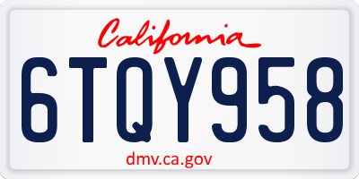 CA license plate 6TQY958