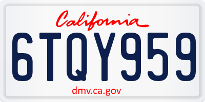 CA license plate 6TQY959