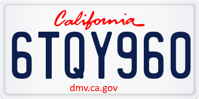 CA license plate 6TQY960