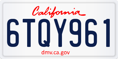 CA license plate 6TQY961