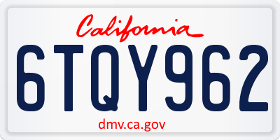 CA license plate 6TQY962