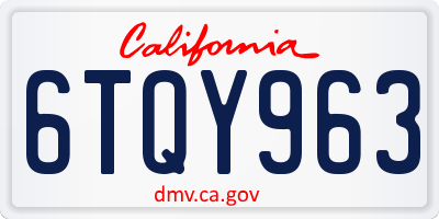CA license plate 6TQY963