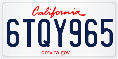 CA license plate 6TQY965