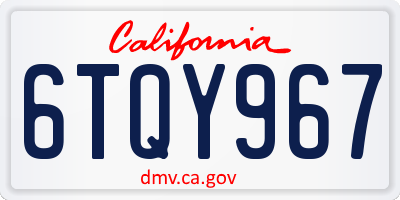 CA license plate 6TQY967