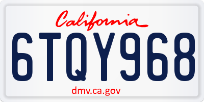 CA license plate 6TQY968