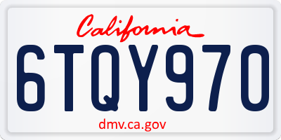 CA license plate 6TQY970