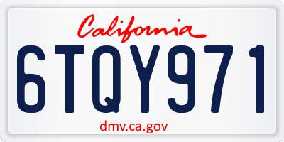 CA license plate 6TQY971