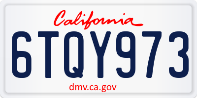 CA license plate 6TQY973