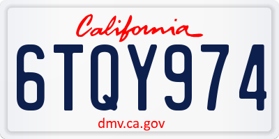 CA license plate 6TQY974