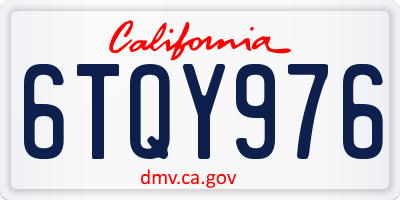 CA license plate 6TQY976