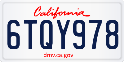 CA license plate 6TQY978