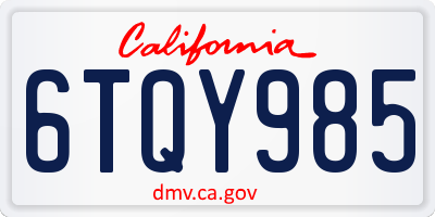 CA license plate 6TQY985