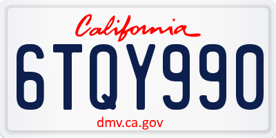 CA license plate 6TQY990
