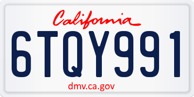 CA license plate 6TQY991
