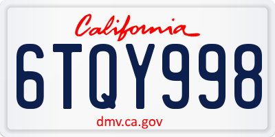 CA license plate 6TQY998