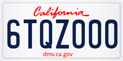 CA license plate 6TQZ000