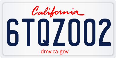 CA license plate 6TQZ002