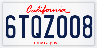 CA license plate 6TQZ008
