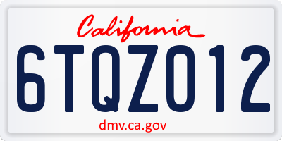 CA license plate 6TQZ012