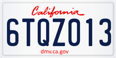 CA license plate 6TQZ013