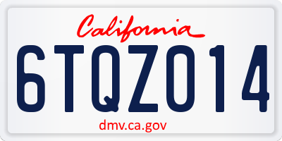 CA license plate 6TQZ014