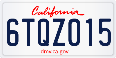 CA license plate 6TQZ015