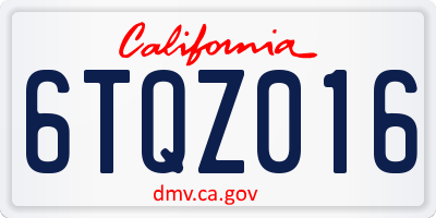 CA license plate 6TQZ016