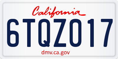 CA license plate 6TQZ017