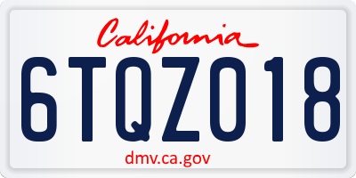 CA license plate 6TQZ018