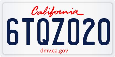 CA license plate 6TQZ020
