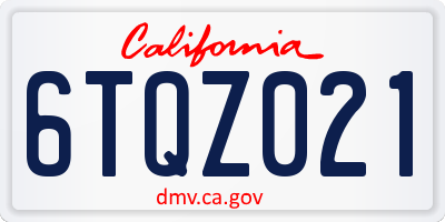 CA license plate 6TQZ021