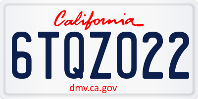 CA license plate 6TQZ022