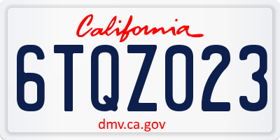 CA license plate 6TQZ023